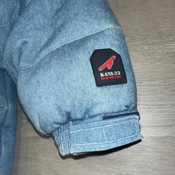 Karl Kani Sculptured Denim Puffer Jacket Mens XL Blue‎ Embroidered Kani 23 Logo - Picture 6 of 16